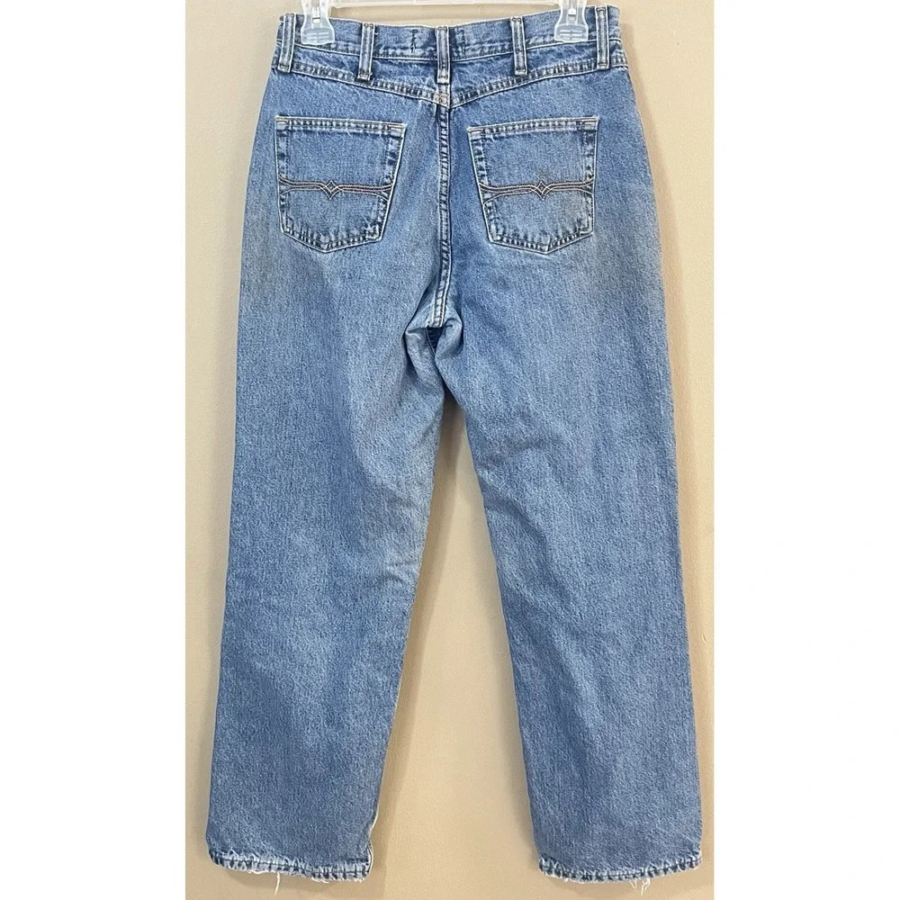 As Real As Wrangler Womens Size 6 Light Wash Distressed Jeans Pink Flannel Lined - Picture 3 of 6